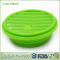 durable round foldable silicone food container